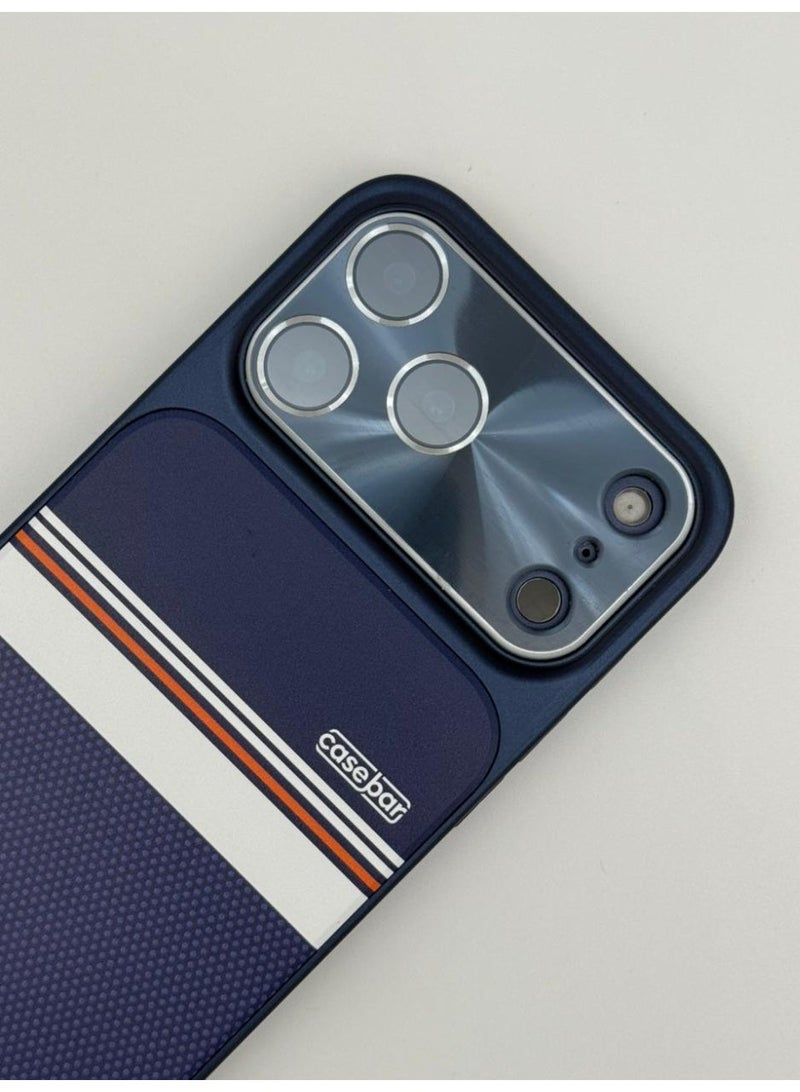 general CaseBar Retro Racing Series iPhone 17 Pro Max Case – Heritage Motorsport Blue – Dual-Color 3D Texture & Skin-Friendly Slim Shockproof Cover - Image 3